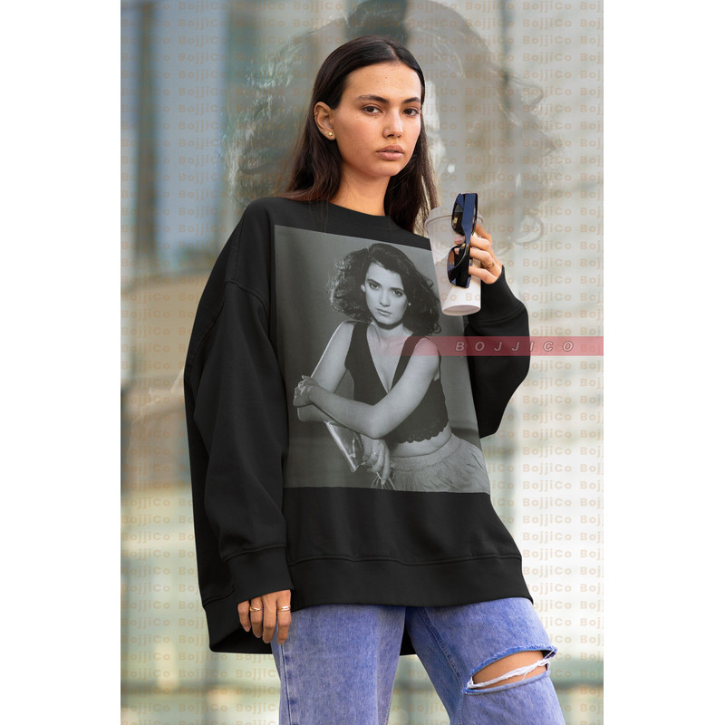 WINONA RYDER Sweatshirt,Beautiful Actress Sweater, Winona ryder Sweater design retro style cool fan art Sweater Retro 1990s Style Sweater.jpg