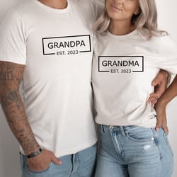 grandparents 2023 heart tshirt, grandma grandpa est 2023 tees, gift for new family, fathers day gift, grandma mothers da