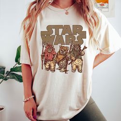 funny star wars wicket ewoks endor group retro shirt, galaxys edge holiday shirt family birthday gift adult toddler tee
