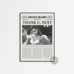 ariana grande retro newspaper print, thank u, next poster, thank u, next lyrics print, thank u, next, ariana grande post