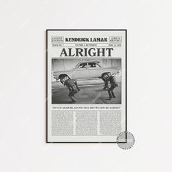 kendrick lamar retro newspaper print, alright poster, alright lyric print, kendrick lamar poster, to pimp a butterfly po
