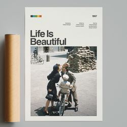 life is beautiful movie poster, modern movie poster print, life is beautiful poster wall decor, movie posters art, movie