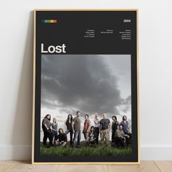 lost tv series poster dark theme, modern tv series poster print, lost poster wall decor, tv series art, lost tv show wal