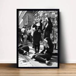rebellious nuns smoking poster canvas wall art home decor (no frame).jpg