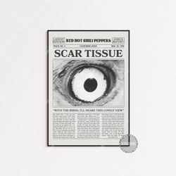 red hot chili peppers retro newspaper print, scar tissue poster, scar tissue lyrics print, red hot chili peppers poster,