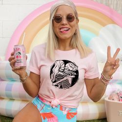 aesthetic skeleton lesbian couple shirt, queer love apparel, lesbian bridal party outfit, pride month tee, hugging skele