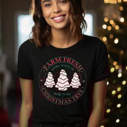 farm fresh christmas trees shirt, christmas tree farm tshirt, farmhouse christmas shirt, christmas cake shirt, holiday t