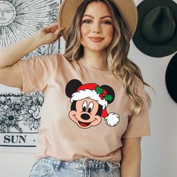 mickey santa hat shirt, mickey minnie head christmas shirt, mickey head santa hat shirt, christmas disney couple to