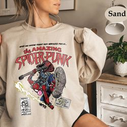 vintage spider man sweatshirt, spider punk sweatshirt, spider man across the spiderverse shirt, marvel shirt, marvel fan