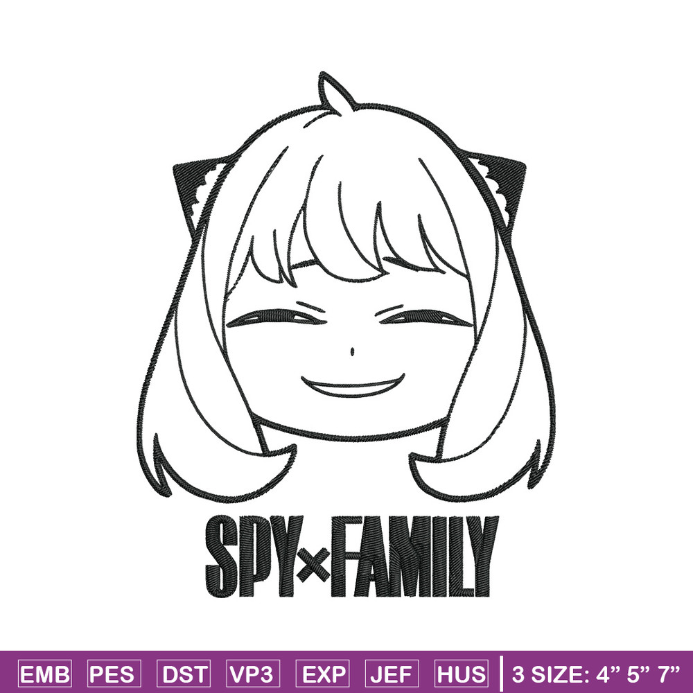 Anya smile Embroidery Design, Spy x family Embroidery, Embroidery File, Anime Embroidery, Anime shirt,Digital download.jpg