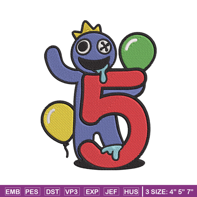 Blue Rainbow Embroidery Design, Rainbow Friends Embroidery, Embroidery File, Anime Embroidery, Digital download.jpg