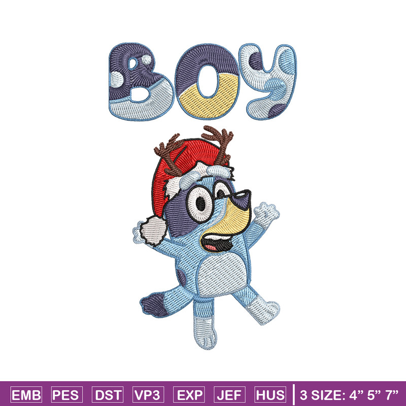 Bluey boy Embroidery Design, Bluey Embroidery, Embroidery File, Chrismas Embroidery, Anime shirt, Digital download.jpg