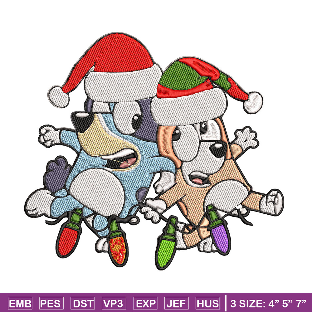 Bluey x Bingo Embroidery Design, Bluey Embroidery, Embroidery File, Chrismas Embroidery, Anime shirt, Digital download..jpg