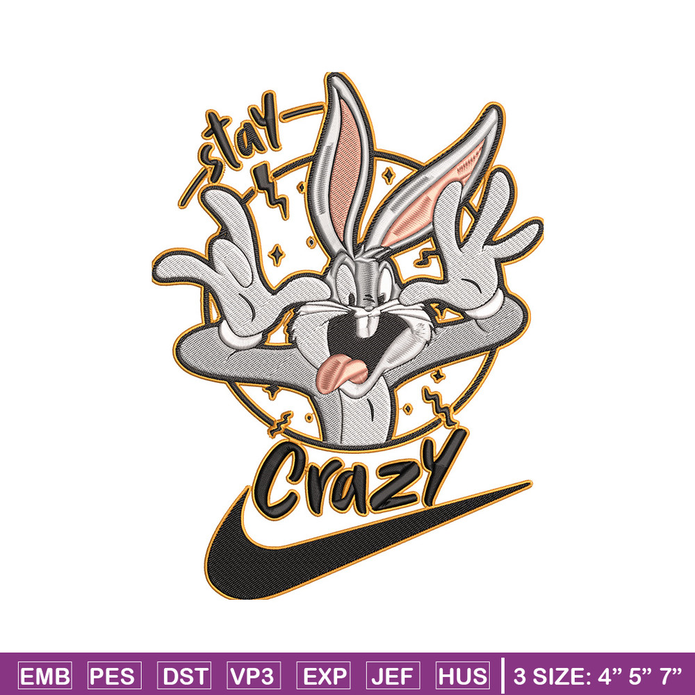 Bugs Bunny Embroidery Design, Looney Tunes Embroidery, Embroidery File, Nike Embroidery, Anime shirt, Digital download.jpg