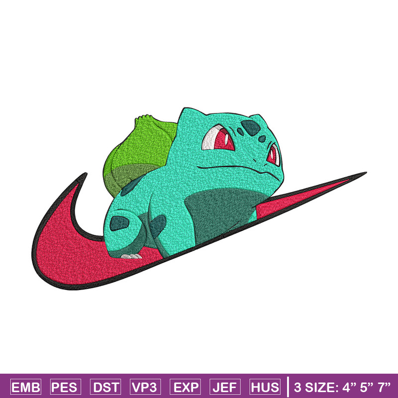Bulbasaur x nike Embroidery Design, Pokemon Embroidery, Embroidery File, Nike Embroidery, Anime shirt, Digital download.jpg