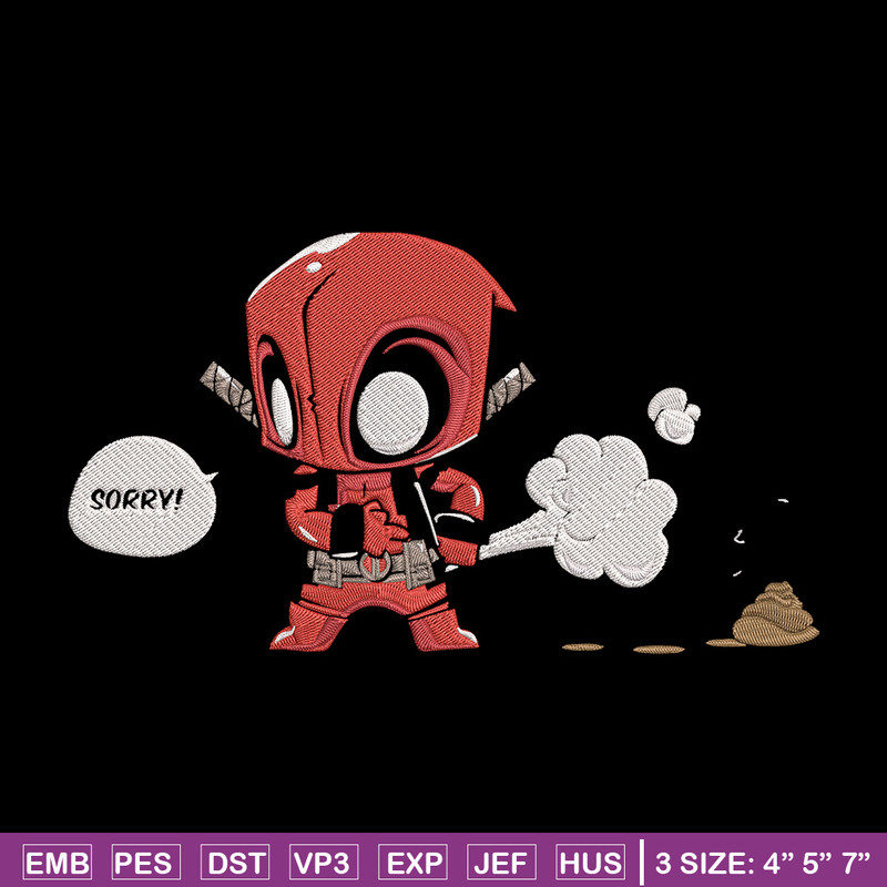 Deadpool chibi Embroidery Design, Deadpool Embroidery, Embroidery File, Anime Embroidery, Anime shirt, Digital download.jpg