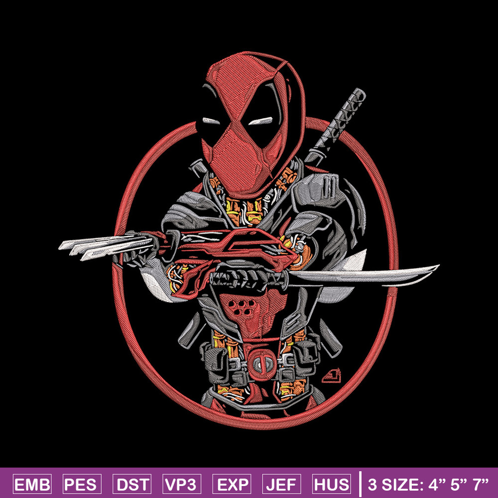Deadpool circle Embroidery Design, Deadpool Embroidery, Embroidery File, Anime Embroidery, Anime shirt, Digital download.jpg