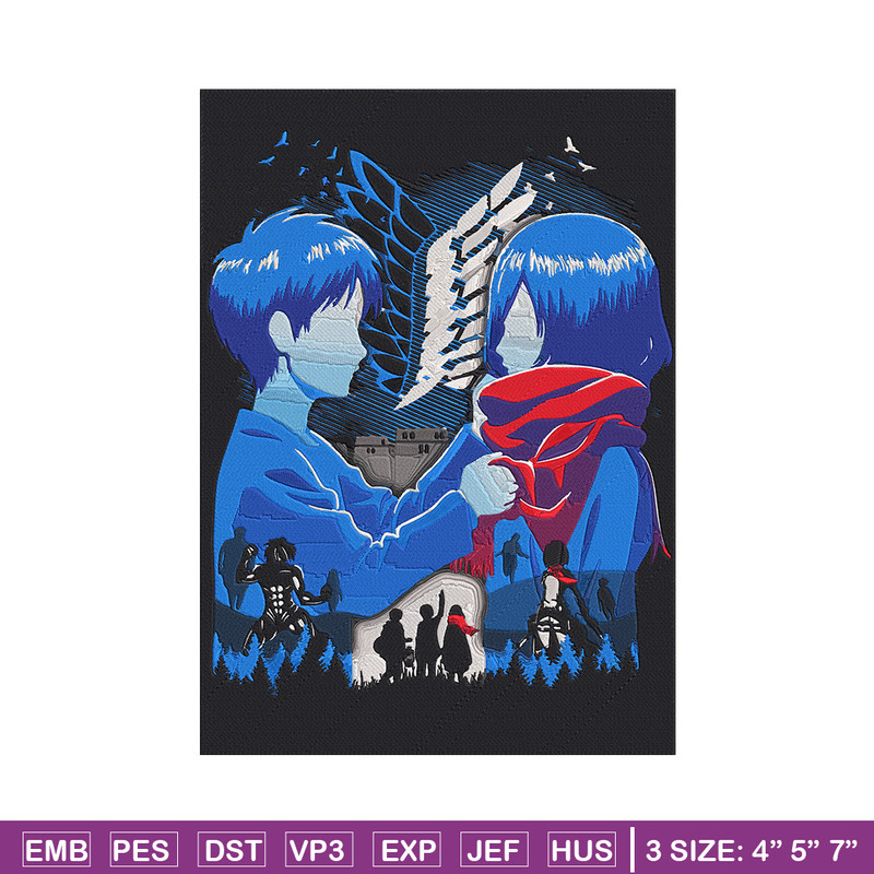 Eren x mikasa Embroidery Design, Aot Embroidery,Embroidery File, Anime Embroidery, Anime shirt, Digital download.jpg