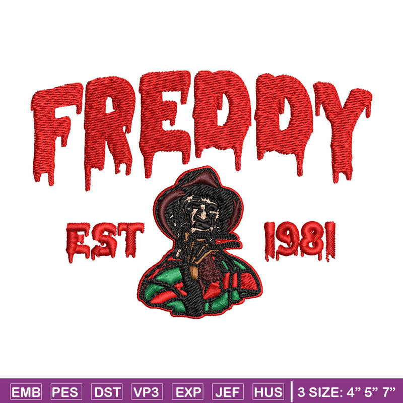 Freddy Krueger Embroidery design, Freddy horror Embroidery, Embroidery File, horror design, Digital download..jpg