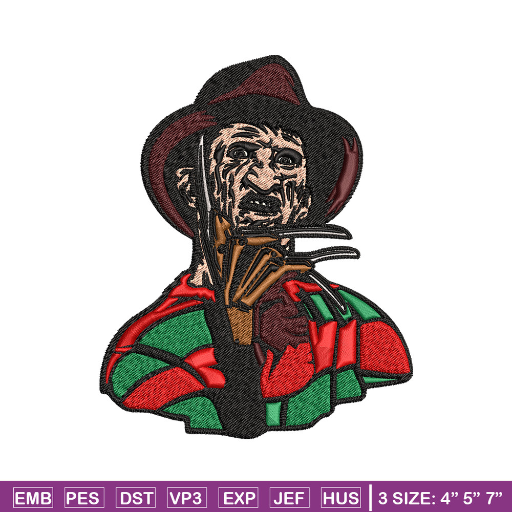 Freddy Krueger Embroidery design, Freddy horror Embroidery, horror design, Embroidery File, Digital download..jpg
