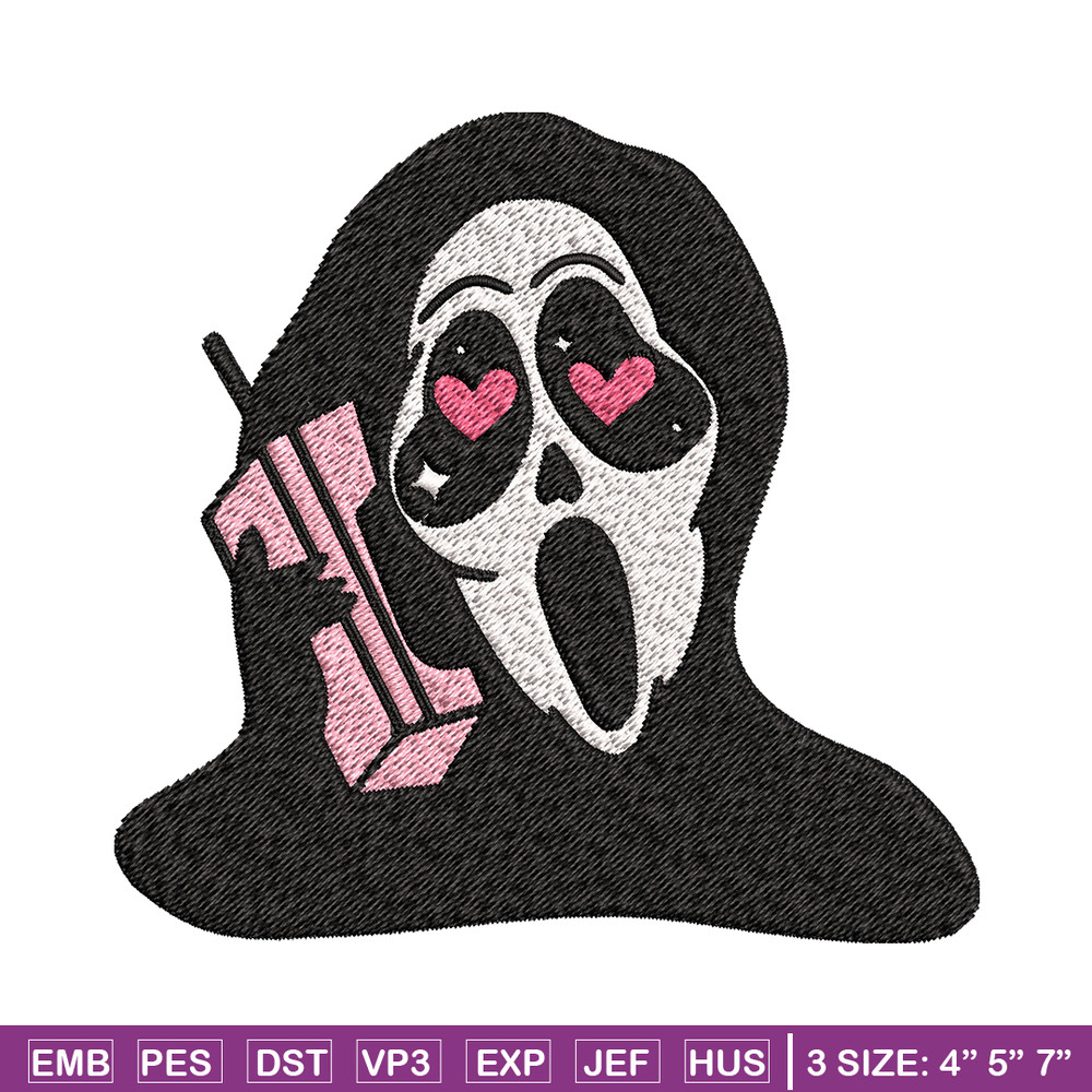 Ghost Face Call Me Embroidery design, Ghost Face Embroidery, Embroidery File, Horror design, Digital download..jpg