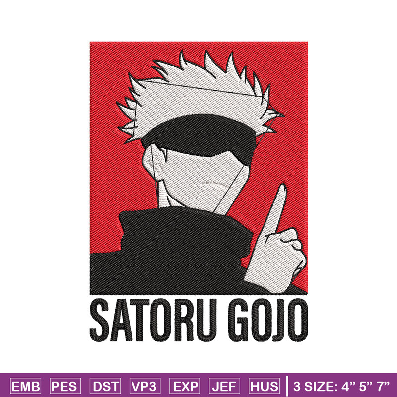 Gojo poster Embroidery Design, Jujutsu Embroidery, Embroidery File, Anime Embroidery,Anime shirt, Digital download.jpg