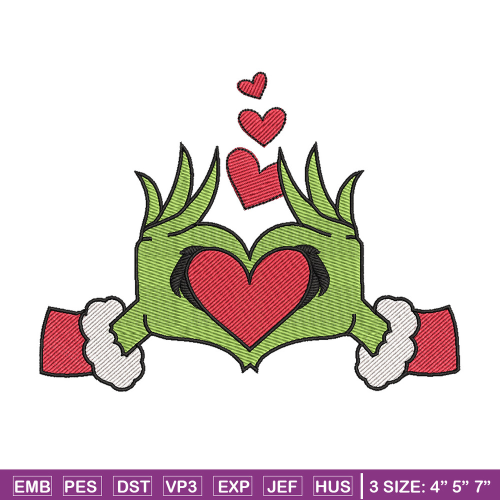 Grinch love embroidery design, Grinch embroidery, Chrismas design, Embroidery shirt, Embroidery file, Digital download.jpg