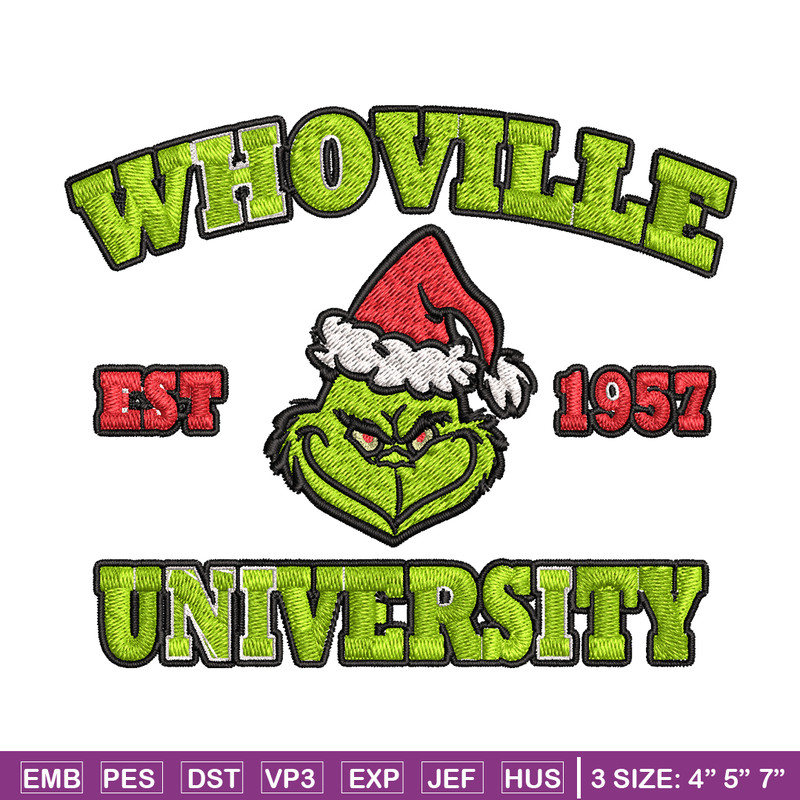 Grinch Whoville University Christmas Embroidery design, Grinch Christmas Embroidery, logo design, Digital download..jpg