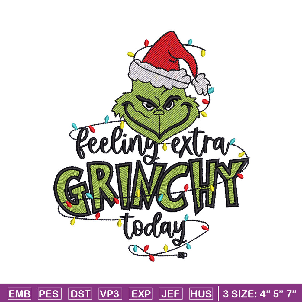 Grinchy today embroidery design,Grinch embroidery, Chrismas design, Embroidery shirt, Embroidery file, Digital download.jpg