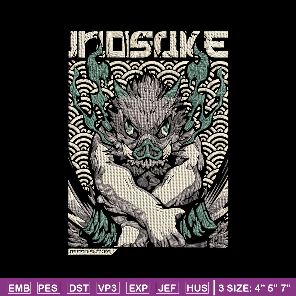 Inosuka poster Embroidery Design, Demon slayer Embroidery, Embroidery File,Anime Embroidery,Anime shirt,Digital download.jpg