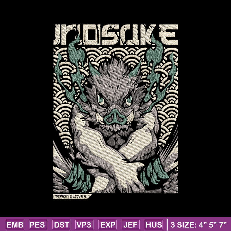 Inosuka poster Embroidery Design, Demon slayer Embroidery, Embroidery File,Anime Embroidery,Anime shirt,Digital download.jpg