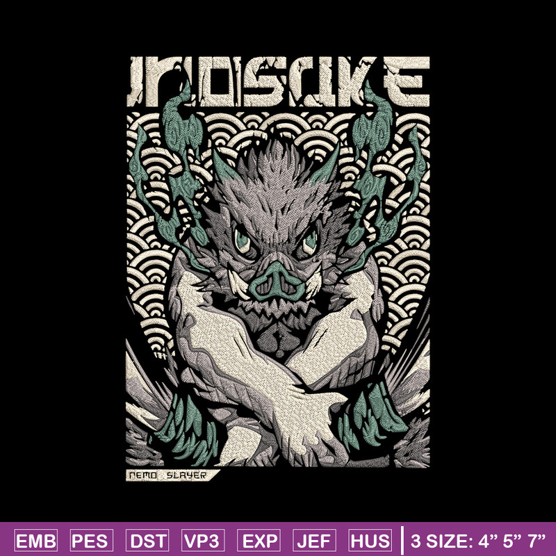 Inosuka poster Embroidery Design, Demon slayer Embroidery,Embroidery File,Anime Embroidery,Anime shirt,Digital download.jpg