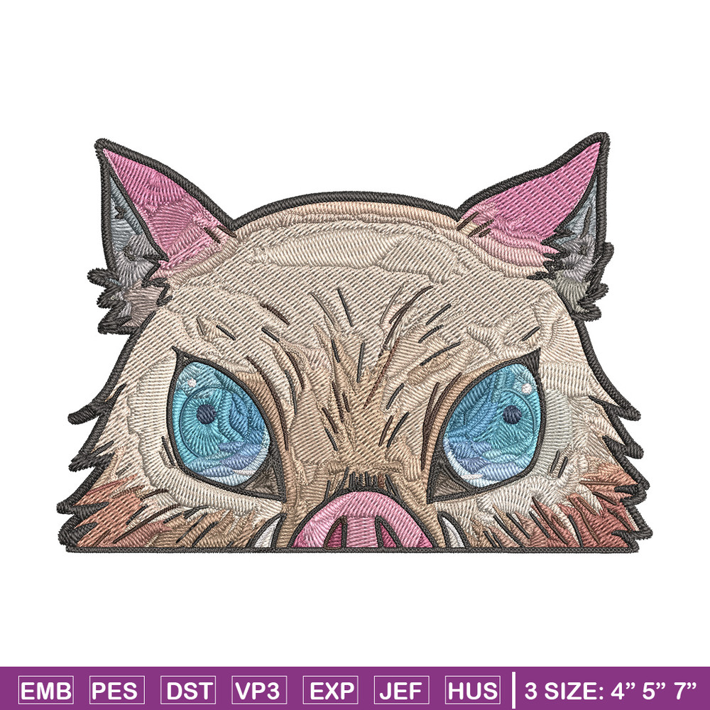 Inosuke Peeker Embroidery Design, Demon slayer Embroidery, Embroidery File, Anime Embroidery, Digital download..jpg