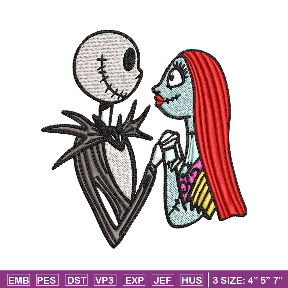 Jack and Sally love Embroidery design, Horror Embroidery, horror design, Embroidery File, logo shirt, Digital download..jpg