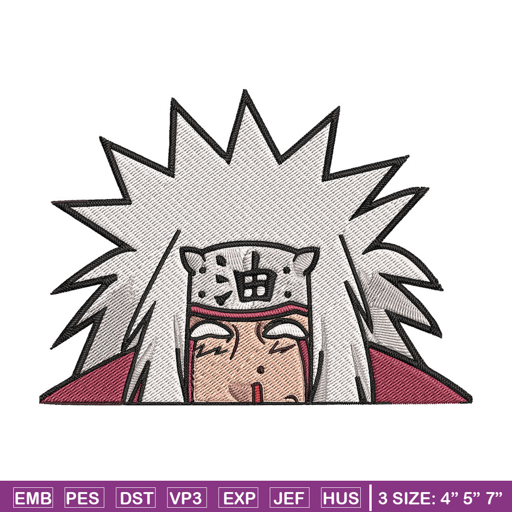 Jiraiya Peeker Embroidery Design, Naruto Embroidery, Embroidery File, Anime Embroidery, Anime shirt, Digital download.jpg