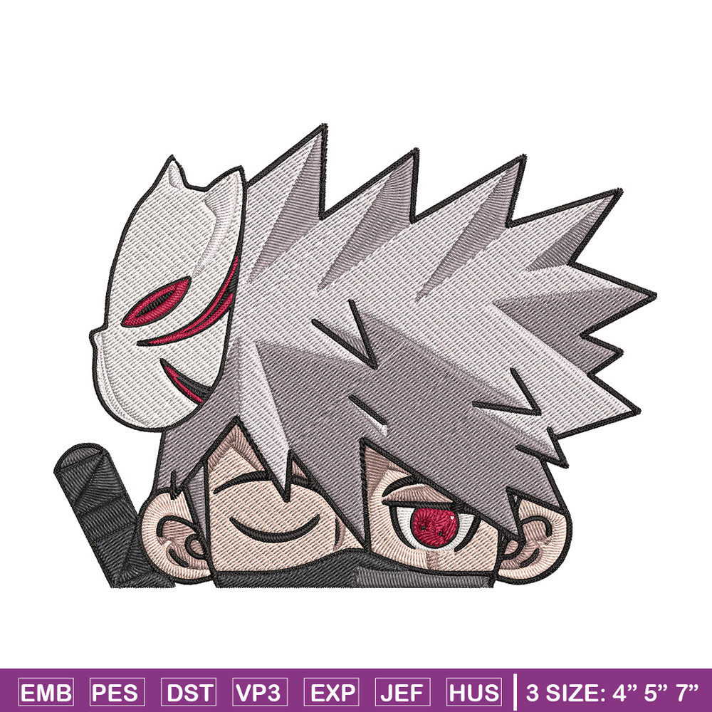 Kakashi Peeker Embroidery Design, Naruto Embroidery, Embroidery File, Anime Embroidery, Anime shirt, Digital download..jpg