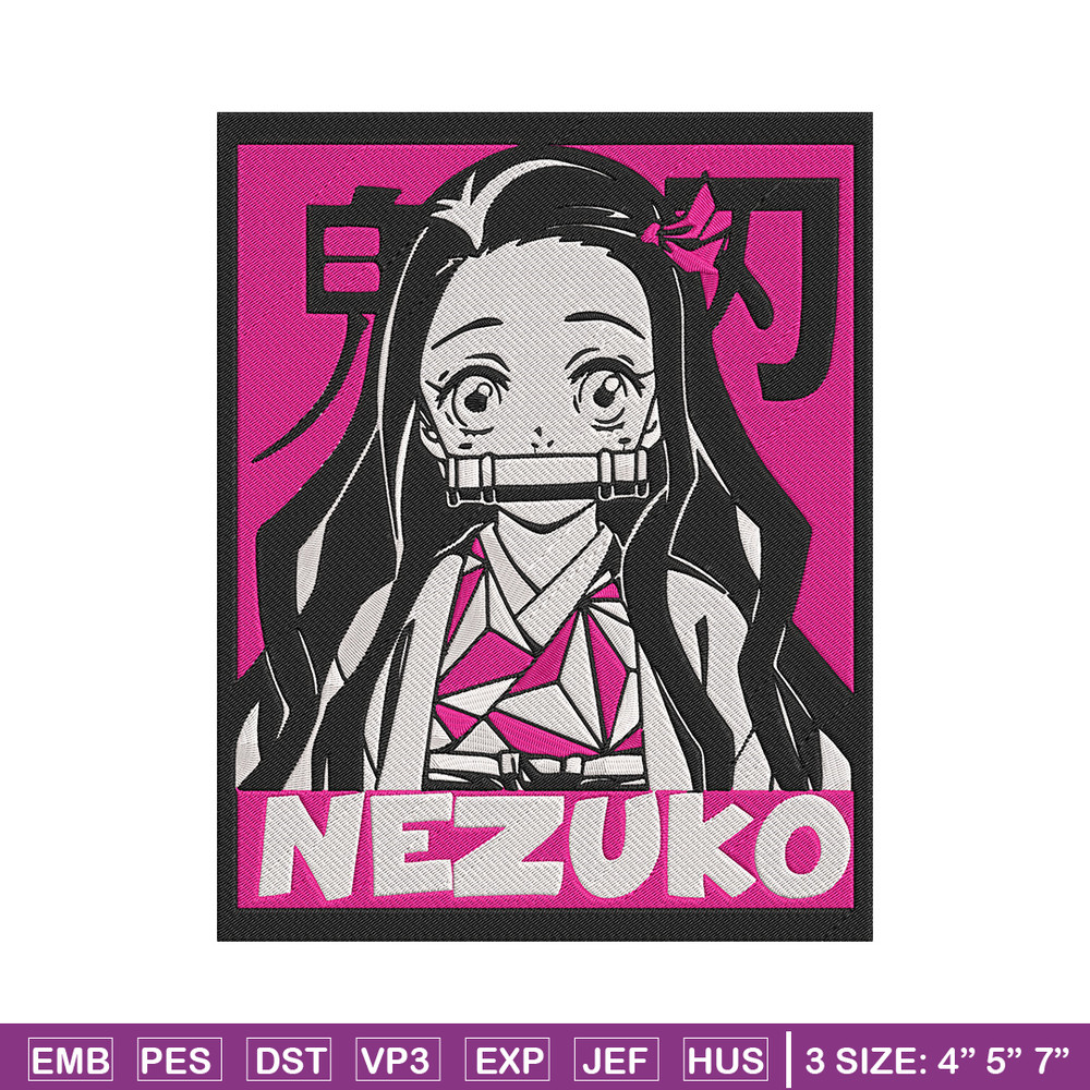 Kamado nezuko poster Embroidery Design, Demon slayer Embroidery, Embroidery File, Anime Embroidery, Digital download..jpg