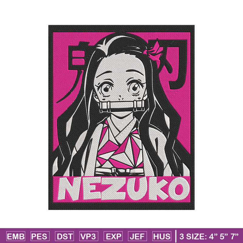 Kamado nezuko poster Embroidery Design, Demon slayer Embroidery, Embroidery File, Anime Embroidery, Digital download..jpg