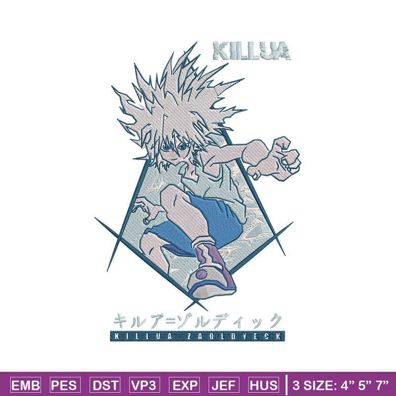 Killua Embroidery Design, Hunter x hunter Embroidery, Embroidery File, Anime Embroidery, Anime shirt, Digital download.jpg