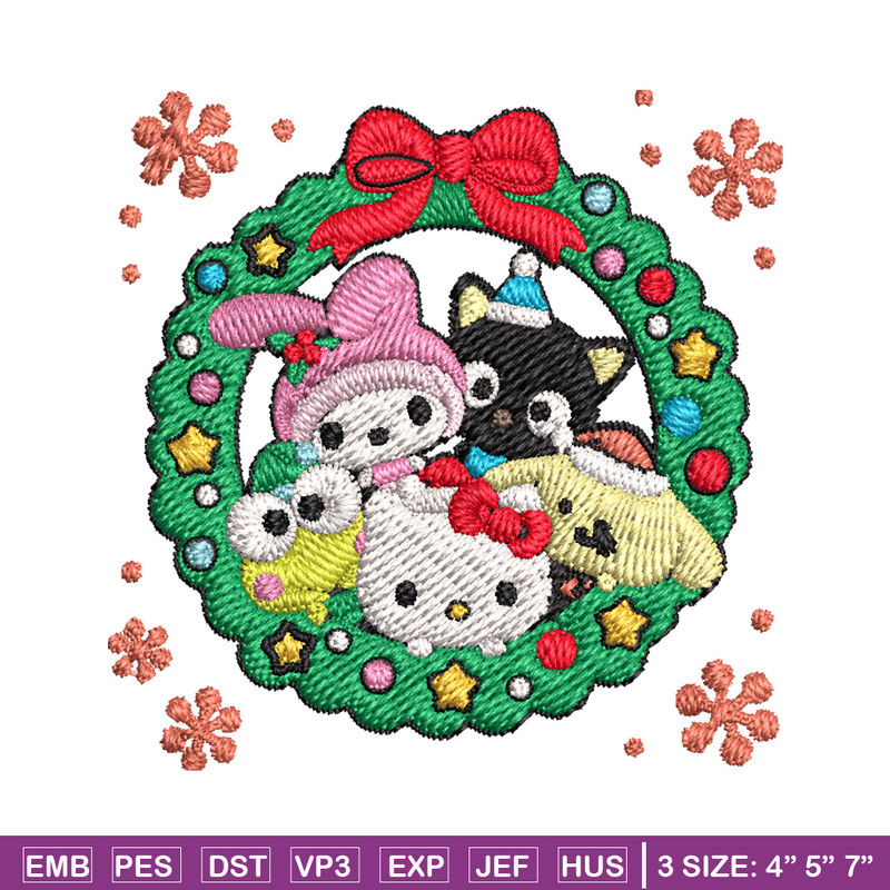 Kitty friends Embroidery Design,Hello kitty Embroidery,Embroidery File,Chrismas Embroidery,Anime shirt, Digital download.jpg