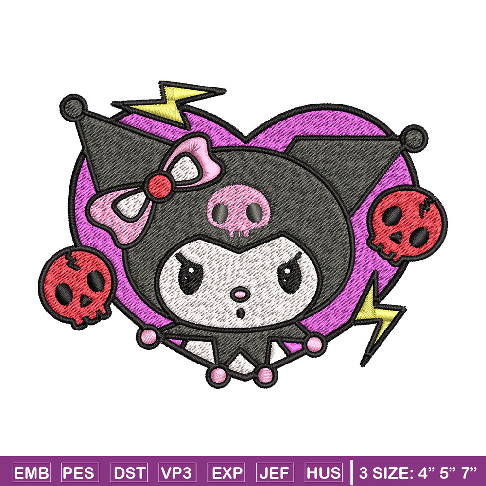Kuromi Embroidery design, Hello Kitty Embroidery, cartoon design, Embroidery File, cartoon shirt, Digital download.jpg