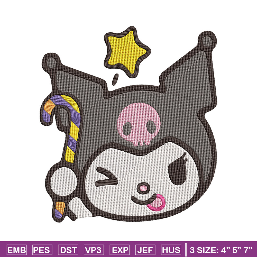 Kuromi face Embroidery Design, Hello kitty Embroidery, Embroidery File,Anime Embroidery, Anime shirt, Digital download.jpg
