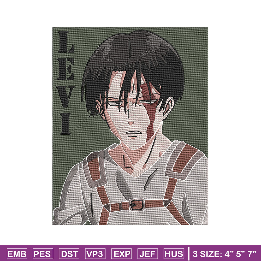Levi poster Embroidery Design, Aot Embroidery, Embroidery File, Anime Embroidery, Anime shirt, Digital download..jpg