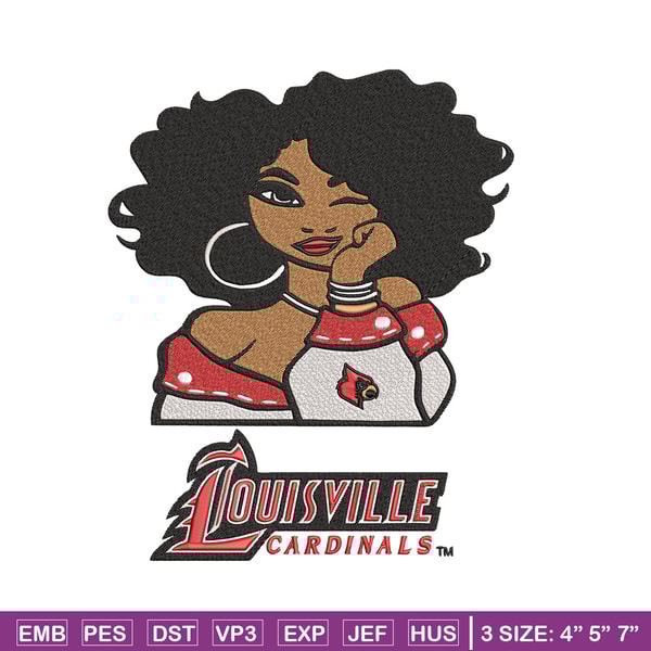 Louisville Cardinals girl embroidery design, NCAA embroidery, Embroidery design, Logo sport embroidery,Sport embroidery.jpg