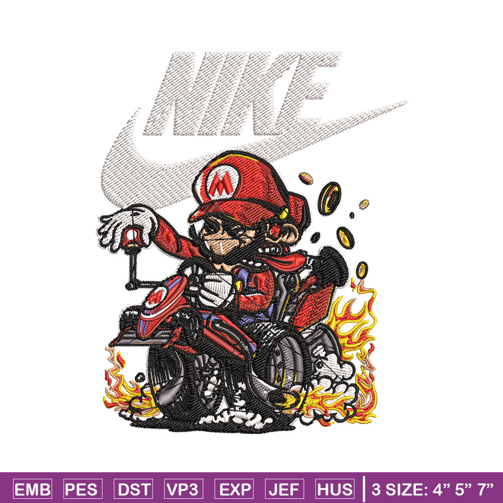 Mario car Nike Embroidery design, Mario car game Embroidery, Nike design, Embroidery file, logo shirt, Instant download..jpg