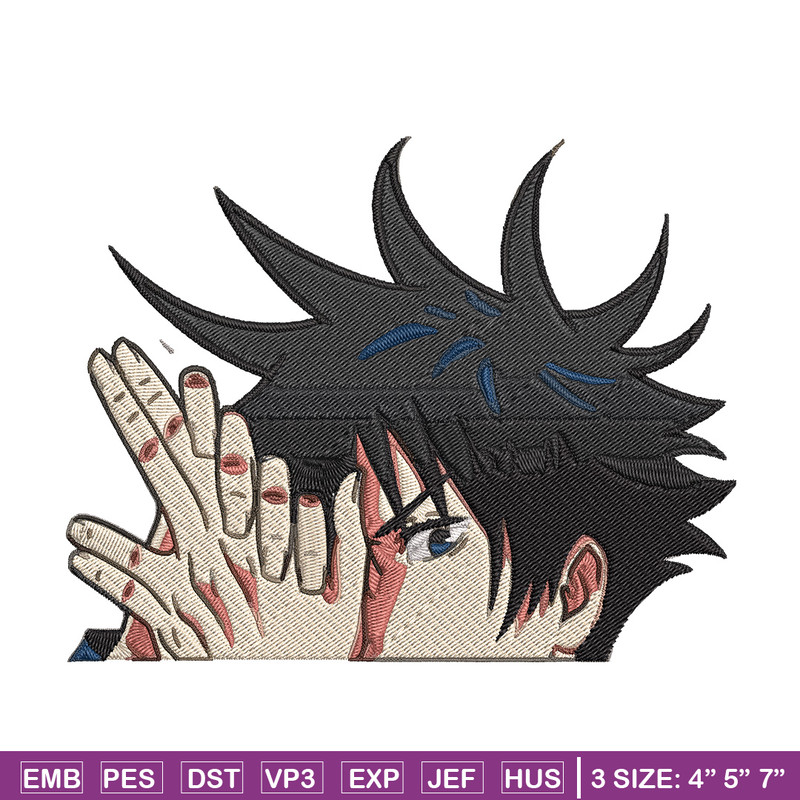 Megumi Peeker Embroidery Design, Jujutsu Embroidery, Embroidery File, Anime Embroidery, Anime shirt, Digital download.jpg