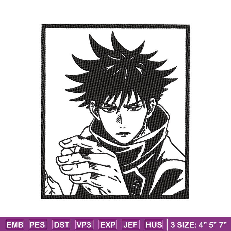 Megumi rectangle Embroidery Design, Jujutsu Embroidery, Embroidery File, Anime Embroidery, Anime shirt,Digital download.jpg