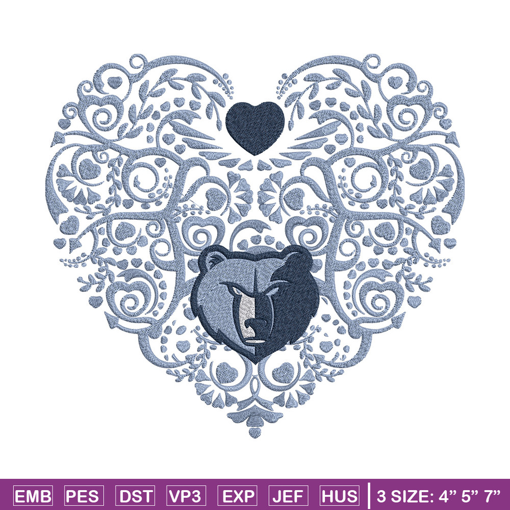 Memphis Grizzlies heart embroidery design, NBA embroidery, Sport embroidery,Embroidery design, Logo sport embroidery.jpg