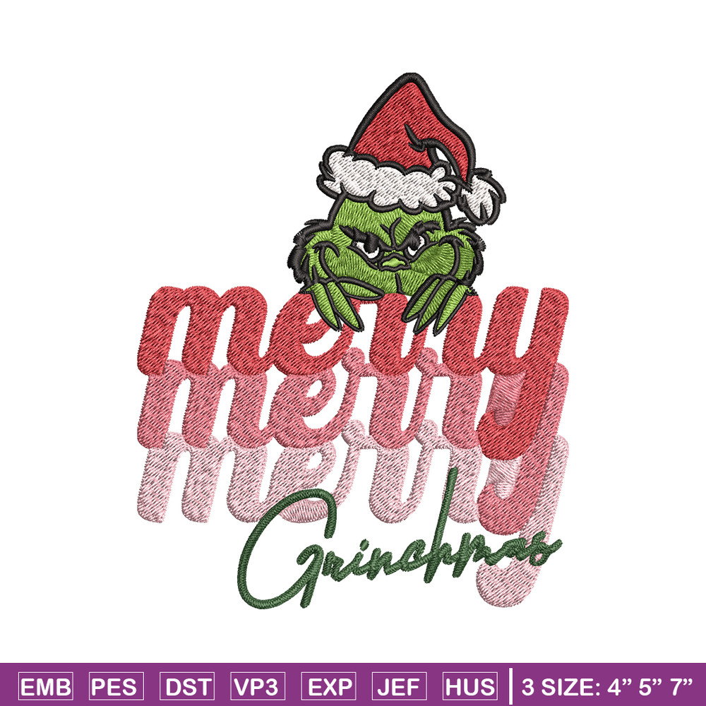 Merry Grinch logo Embroidery design, Grinch Christmas Embroidery, logo design, Embroidery File, Digital download..jpg