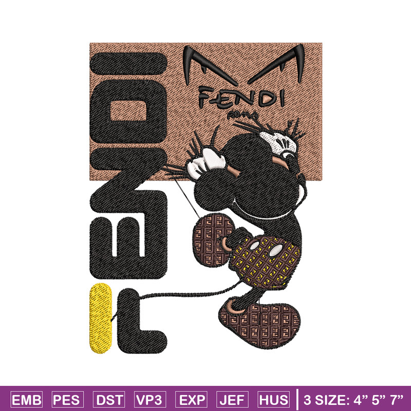 Mickey Fendi Logo Embroidery design, Mickey Mouse cartoon Embroidery, cartoon design, Embroidery File, Instant download..jpg